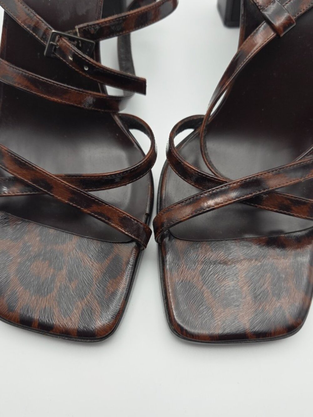 Via Spiga Leopard Block Heel Sandals Square Toe Made in Italy Worn Once - Picture 2 of 7